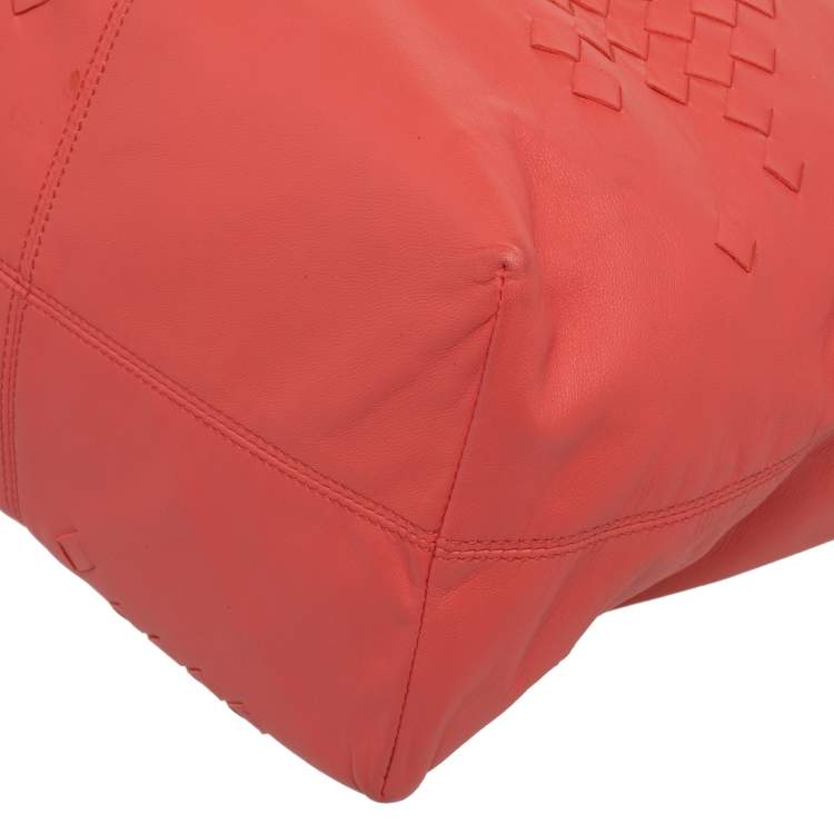 Pre Owned Bottega Veneta Orange Intrecciato Leather Tote