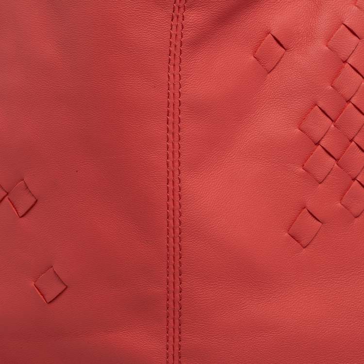 Pre Owned Bottega Veneta Orange Intrecciato Leather Tote