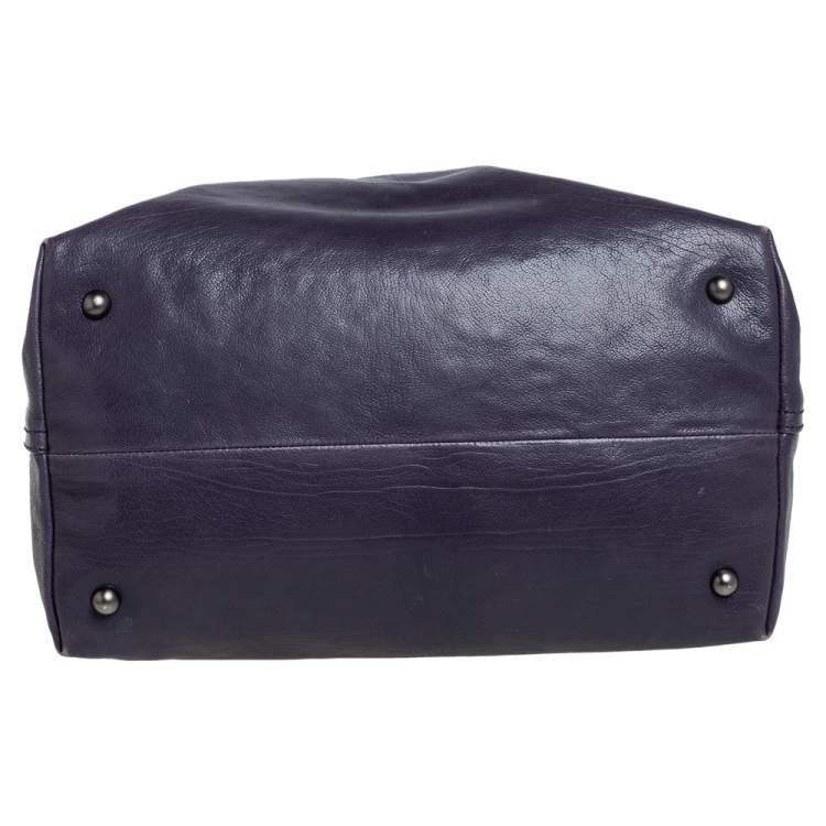 Pre Owned Bottega Veneta Purple Intrecciato Leather Tina Top Handle Bag