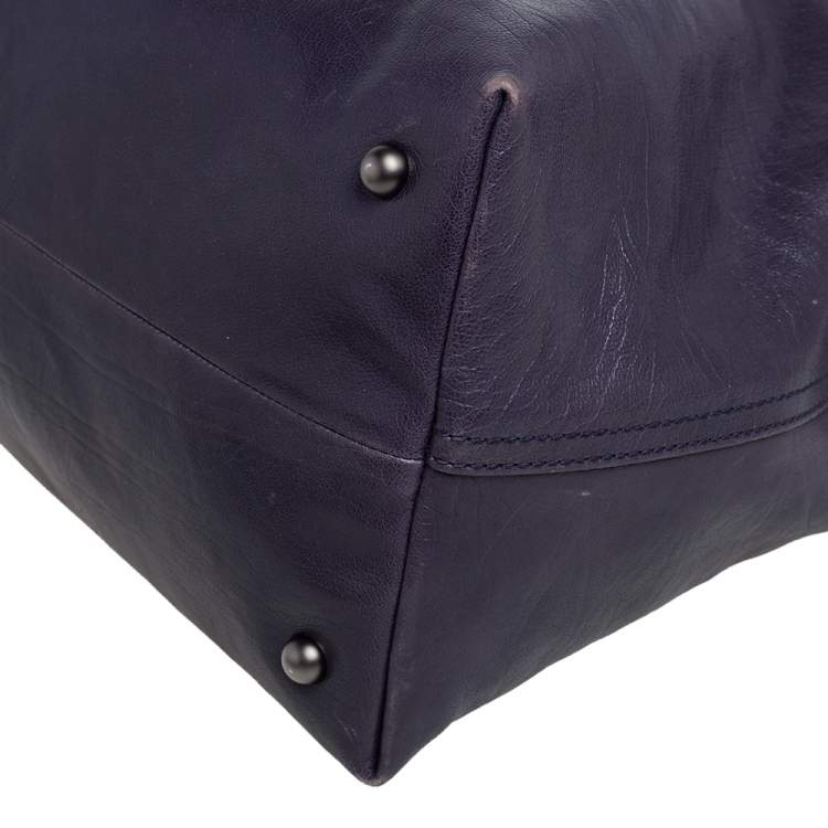 Pre Owned Bottega Veneta Purple Intrecciato Leather Tina Top Handle Bag