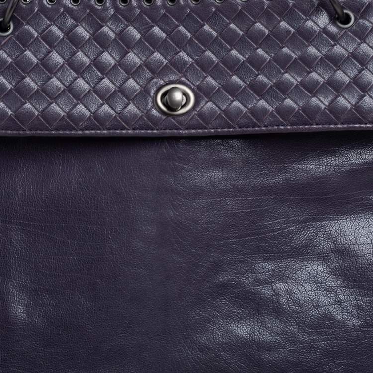 Pre Owned Bottega Veneta Purple Intrecciato Leather Tina Top Handle Bag