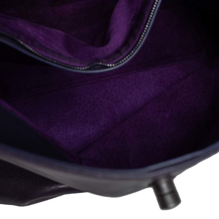 Pre Owned Bottega Veneta Purple Intrecciato Leather Tina Top Handle Bag