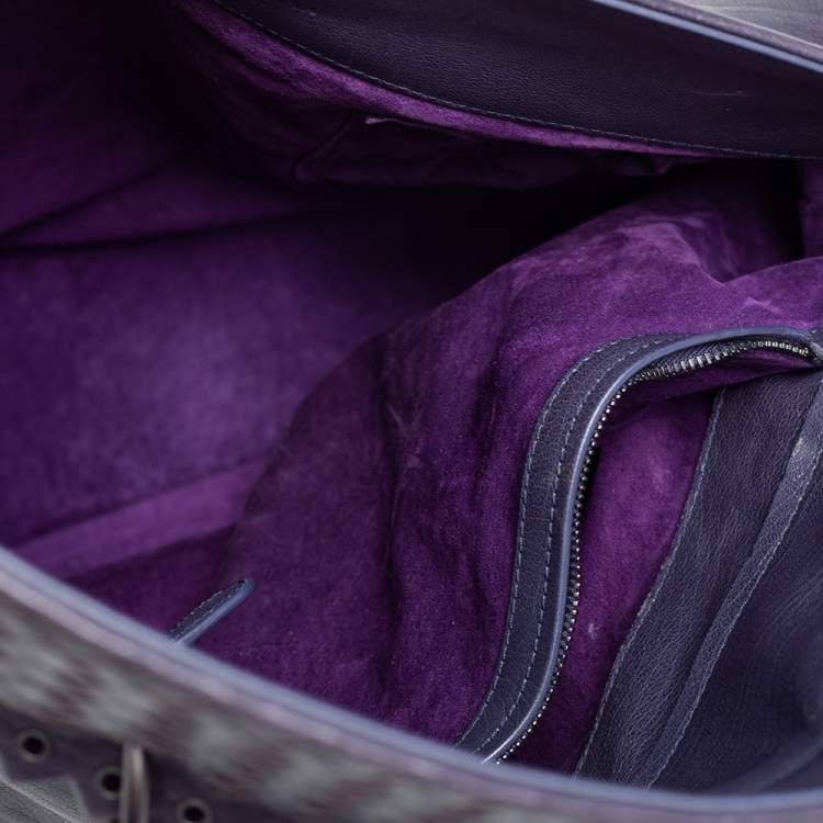 Pre Owned Bottega Veneta Purple Intrecciato Leather Tina Top Handle Bag