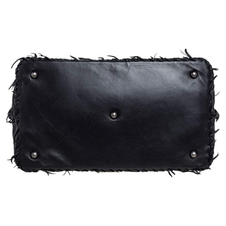 Pre Owned Bottega Veneta Black Intrecciato Leather Top Handle Bag