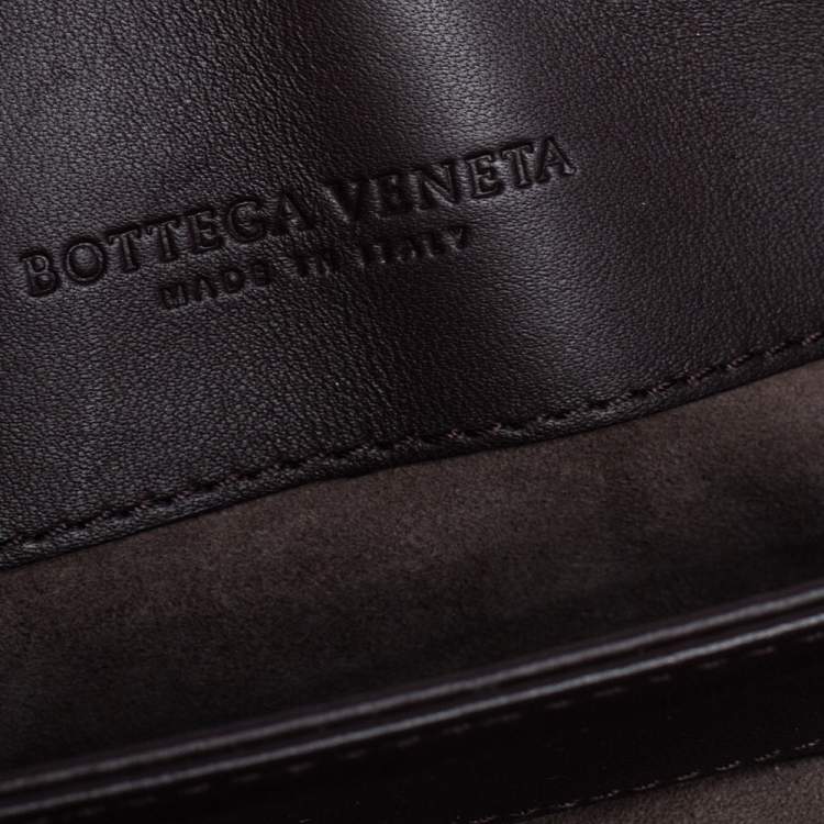 Pre Owned  Bottega Veneta Brown Intrecciato Karung and Watersnake Detail Flap Shoulder Bag