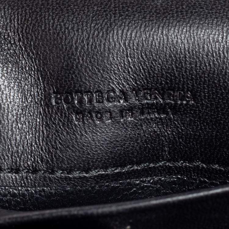 Pre Owned Bottega Veneta Black Intrecciato Leather Flap Continental Wallet