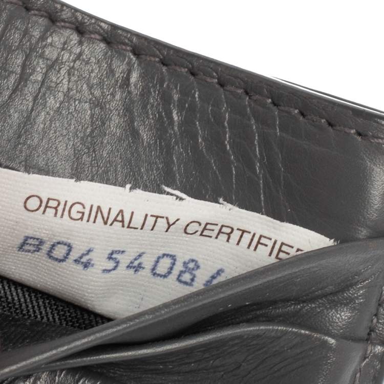 Pre Owned Bottega Veneta Dark Grey Intrecciato Leather Card Holder