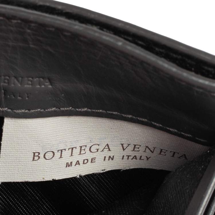 Pre Owned Bottega Veneta Dark Grey Intrecciato Leather Card Holder