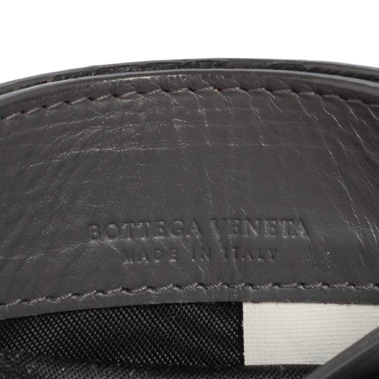 Pre Owned Bottega Veneta Dark Grey Intrecciato Leather Card Holder