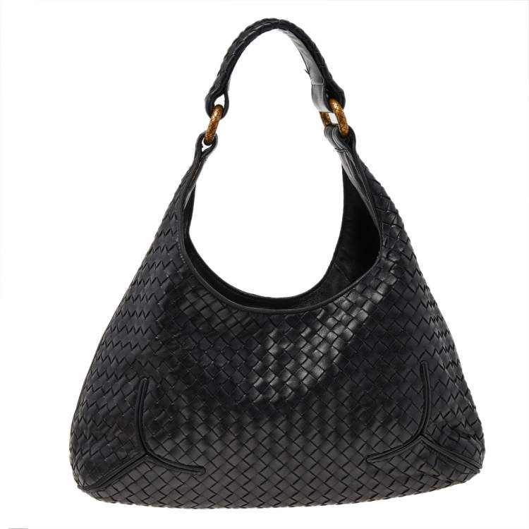 Pre Owned Bottega Veneta Black Intrecciato Leather Hobo