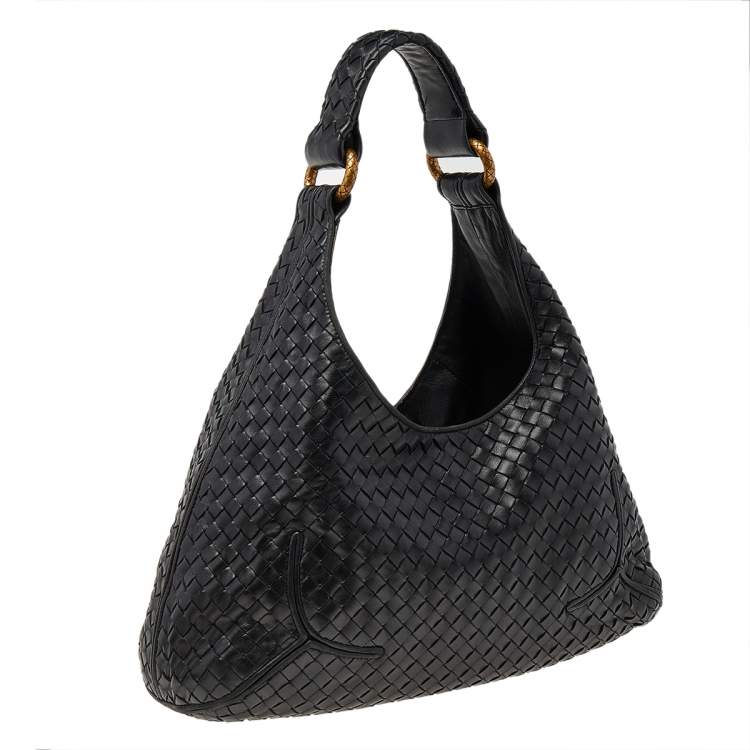 Pre Owned Bottega Veneta Black Intrecciato Leather Hobo