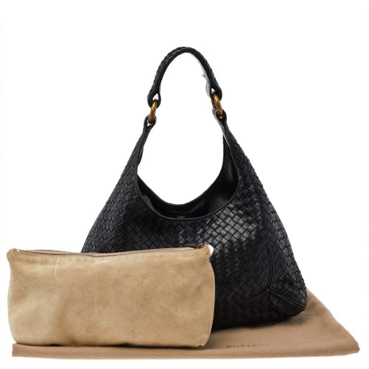 Pre Owned Bottega Veneta Black Intrecciato Leather Hobo