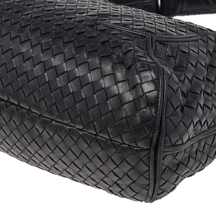 Pre Owned Bottega Veneta Black Intrecciato Leather Hobo