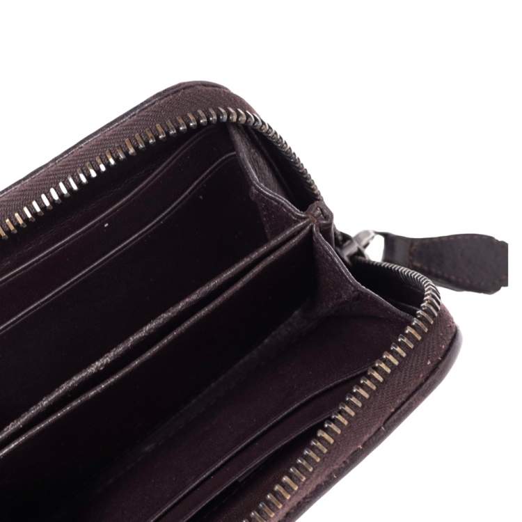 مملوكة مسبقًا Bottega Veneta Dark Brown Intrecciato Leather Coin Purse