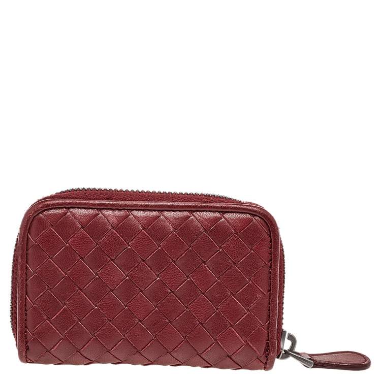 مملوكة مسبقًا Bottega Veneta Burgundy Intrecciato Leather Wallet