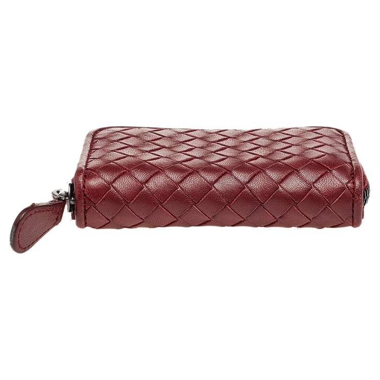 مملوكة مسبقًا Bottega Veneta Burgundy Intrecciato Leather Wallet