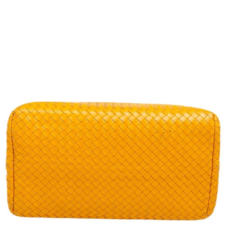 Pre Owned Bottega Veneta Mustard Intrecciato Leather Tote