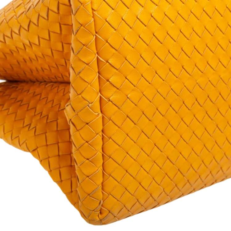 Pre Owned Bottega Veneta Mustard Intrecciato Leather Tote