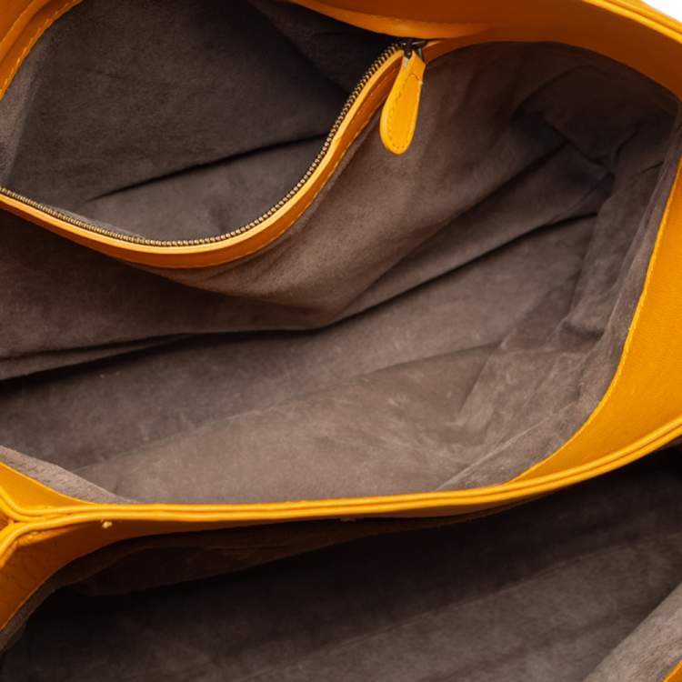 Pre Owned Bottega Veneta Mustard Intrecciato Leather Tote