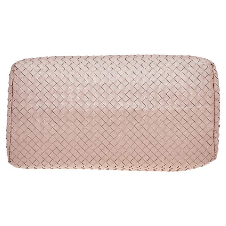 Pre Owned Bottega Veneta Pink Intrecciato Leather Medium Roma Tote