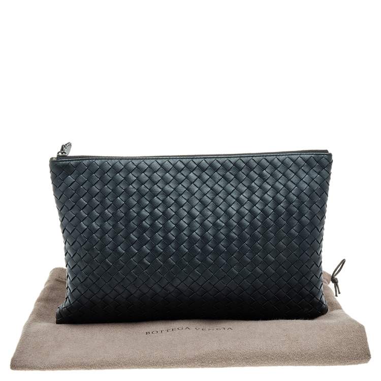 Pre Owned Bottega Veneta Black Intrecciato Leather Clutch