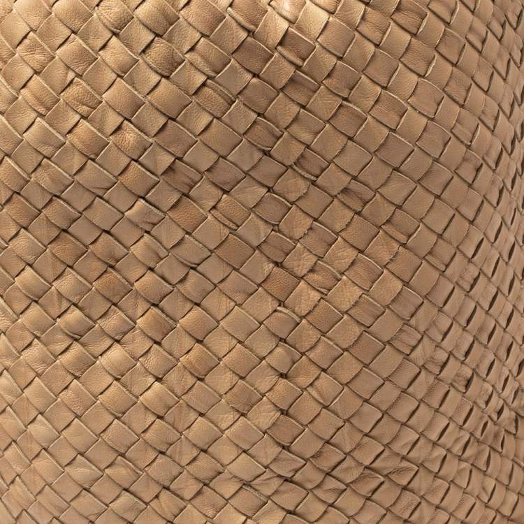Pre Owned Bottega Veneta Tan Intrecciato Leather Drawstring Sling Backpack