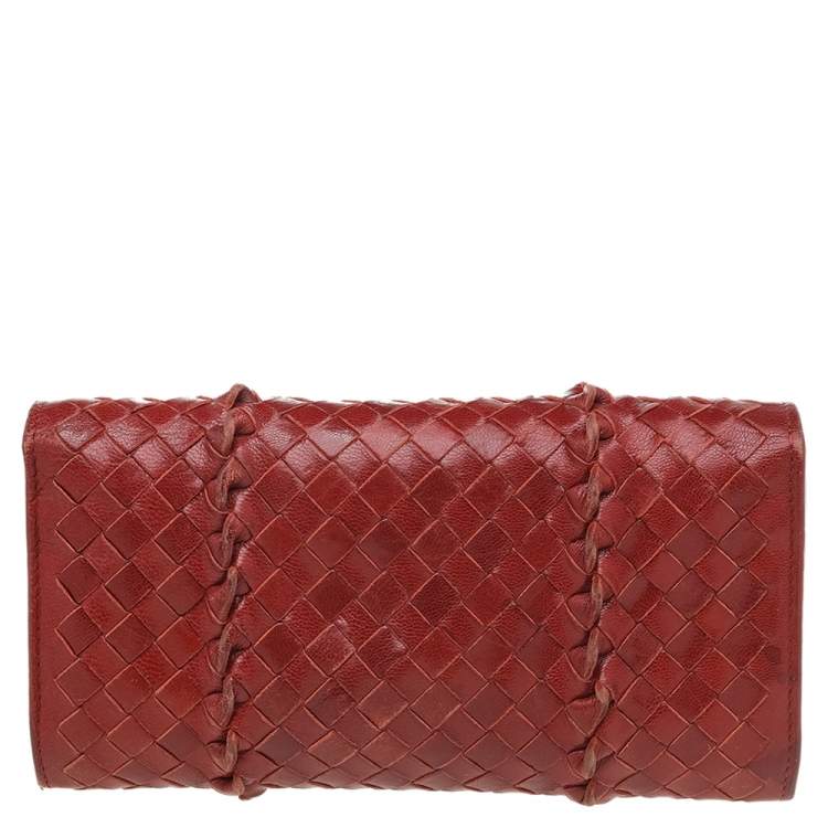 Bottega Veneta Rust Intrecciato Leather Continental Flap Wallet Bottega ...