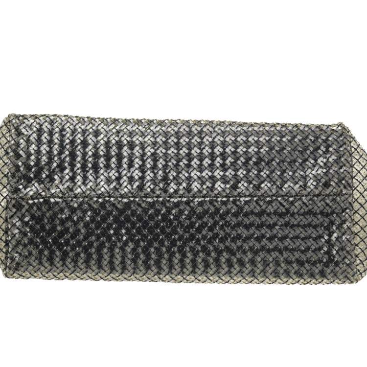 Pre Owned Bottega Veneta Light Olive/Black Intrecciato PVC And Leather Limited Edition Cabat Tote