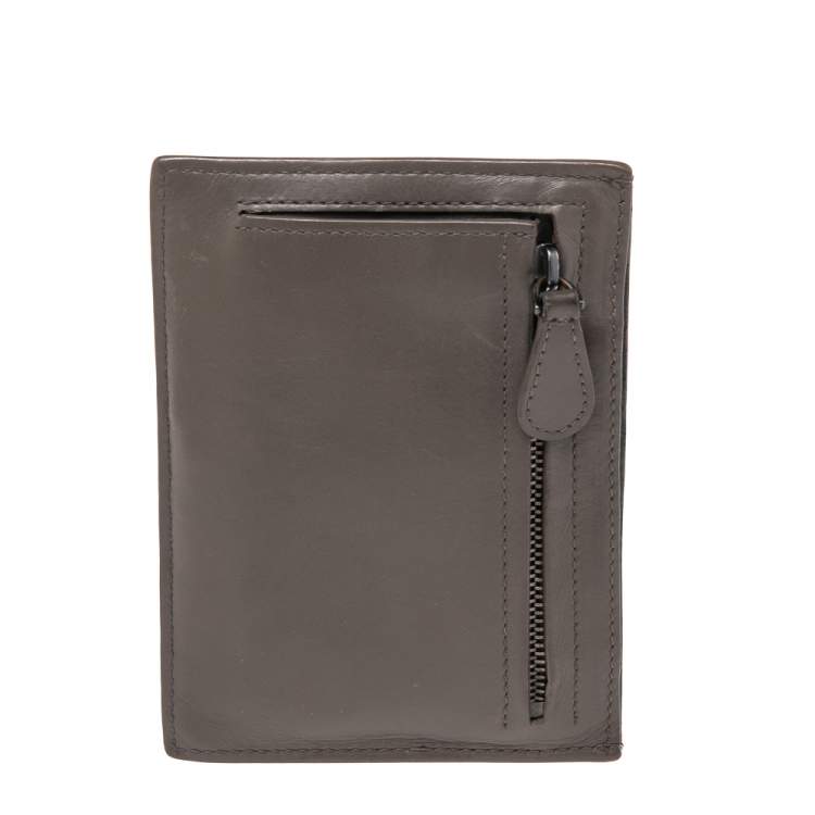 Pre Owned Bottega Veneta Grey Intrecciato Leather Card Holder 8CC