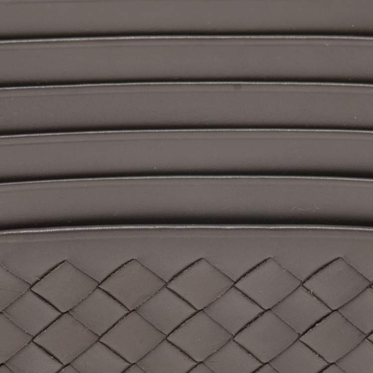 Pre Owned Bottega Veneta Grey Intrecciato Leather Card Holder 8CC