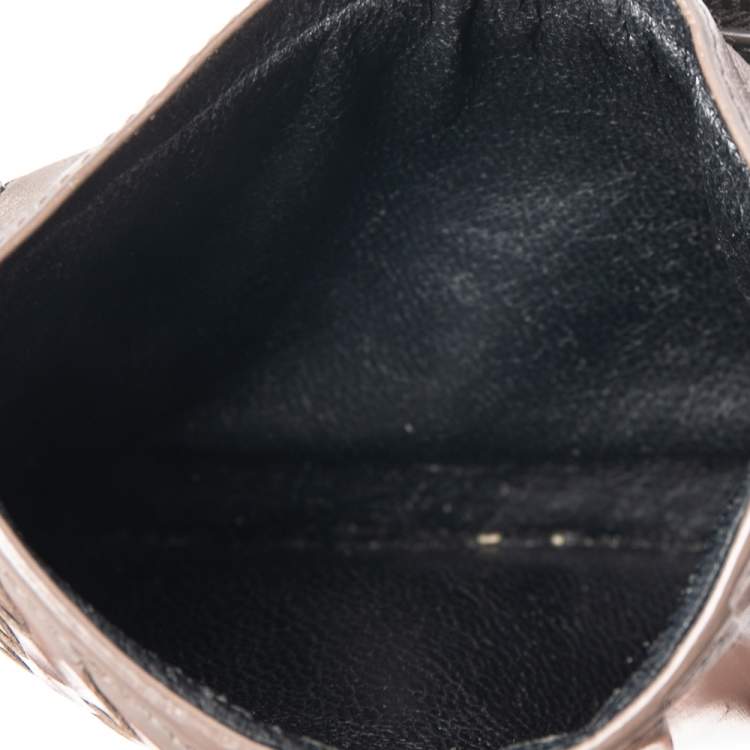 Pre Owned Bottega Veneta Grey Intrecciato Leather Card Holder 8CC