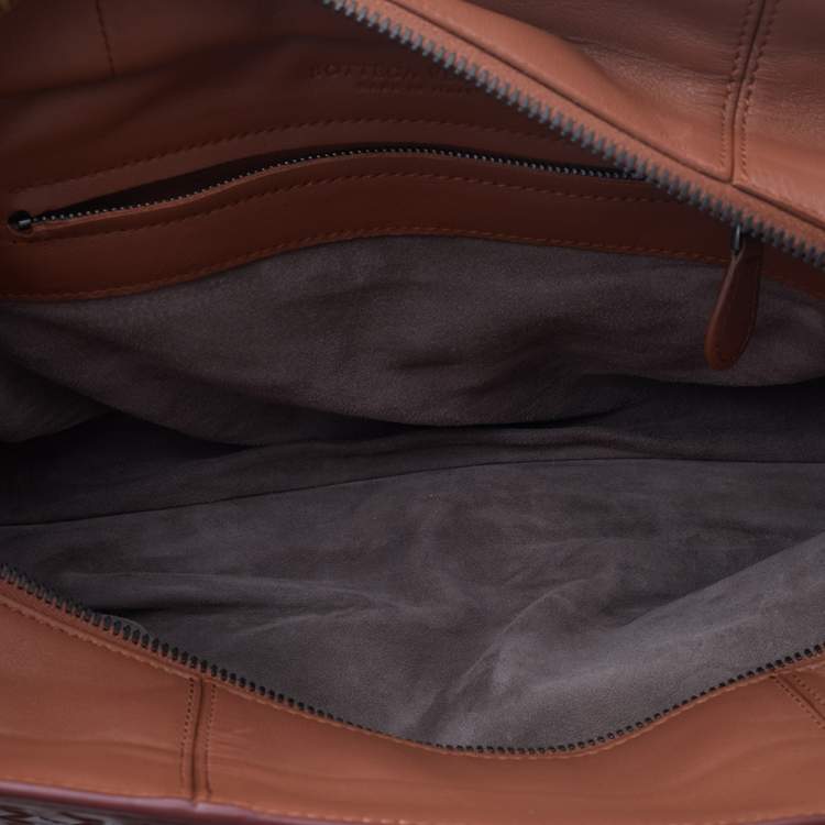 Pre Owned Bottega Veneta Brown Intrecciato Leather And Python Monaco Bag