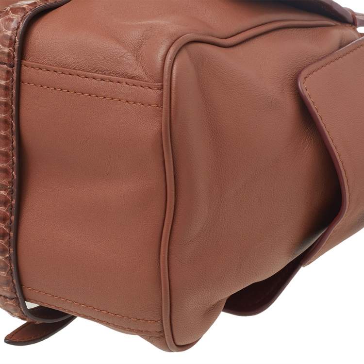 Pre Owned Bottega Veneta Brown Intrecciato Leather And Python Monaco Bag