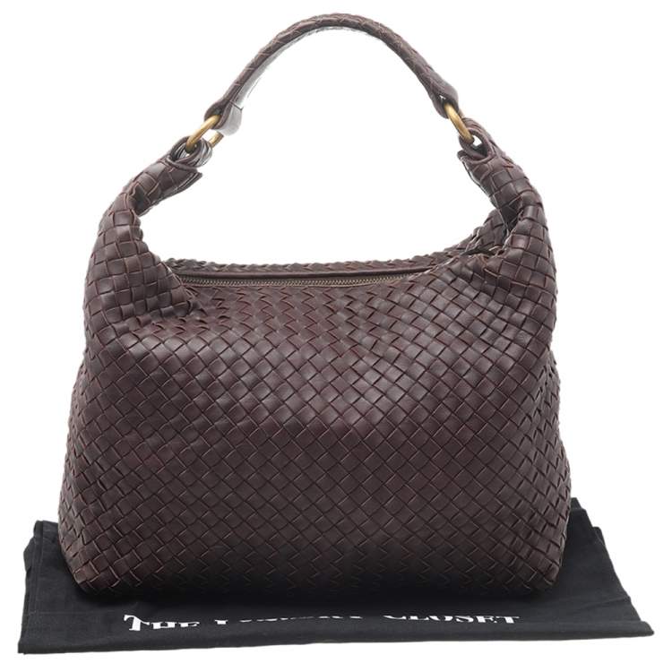 Pre Owned Bottega Veneta Brown Intrecciato Leather Medium New Ball Hobo 