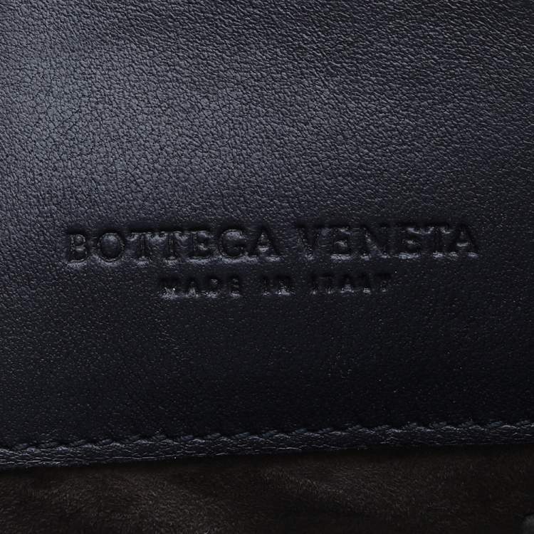 Pre Owned Bottega Veneta Black/Blue Intrecciato Leather And Python Trim Olimpia Bag