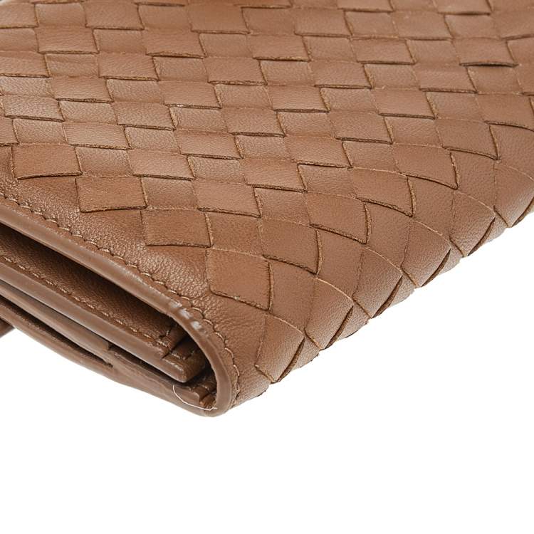 Pre Owned Bottega Veneta Brown Intrecciato Leather Wallet