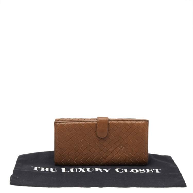 Pre Owned Bottega Veneta Brown Intrecciato Leather Wallet