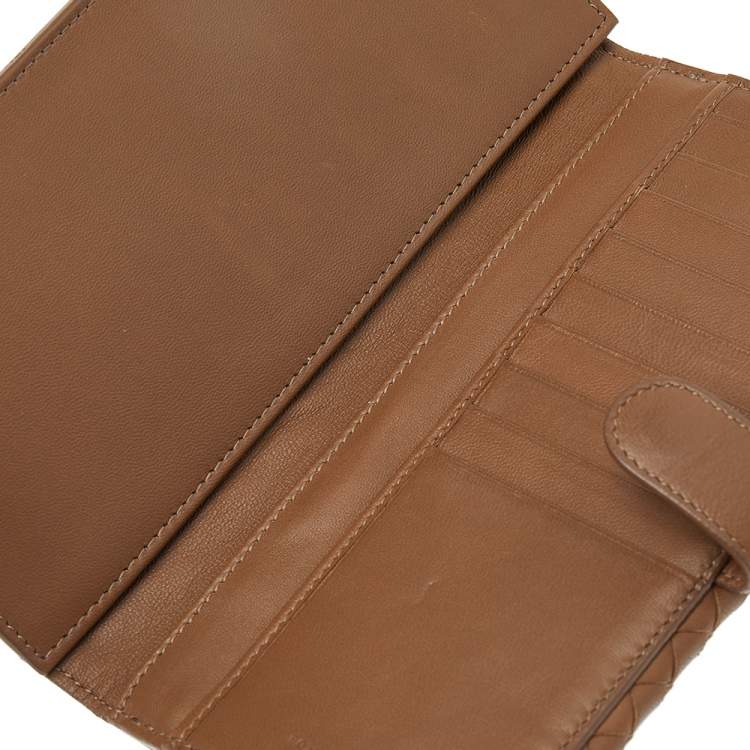 Pre Owned Bottega Veneta Brown Intrecciato Leather Wallet