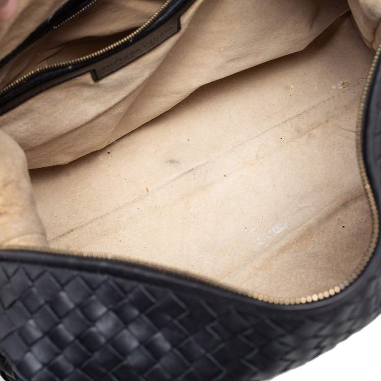 Pre Owned Bottega Veneta Black Intrecciato Leather Montaigne Satchel