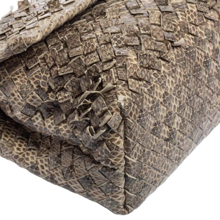 Pre Owned Bottega Veneta Beige Snakeskin Olimpia Shoulder Bag