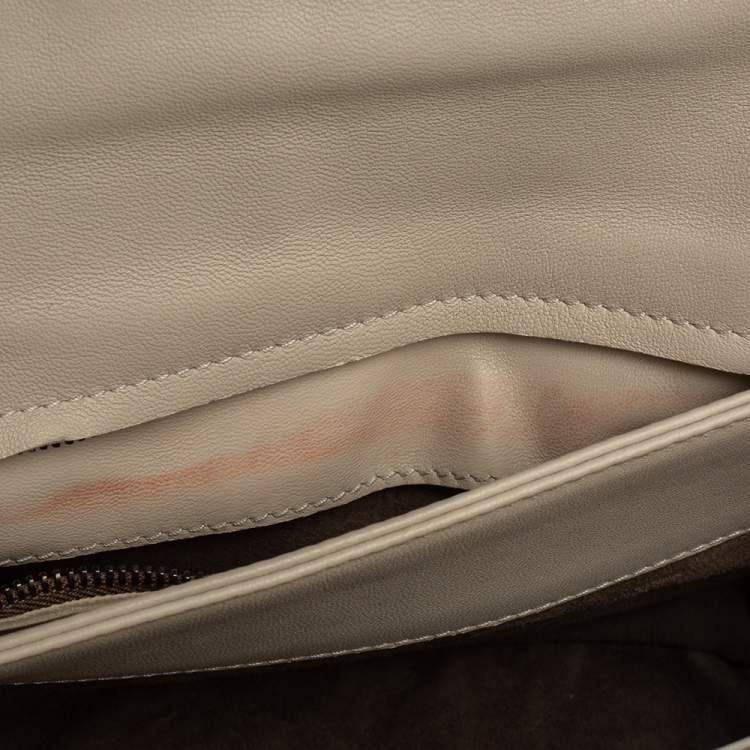 Pre Owned Bottega Veneta Beige Snakeskin Olimpia Shoulder Bag