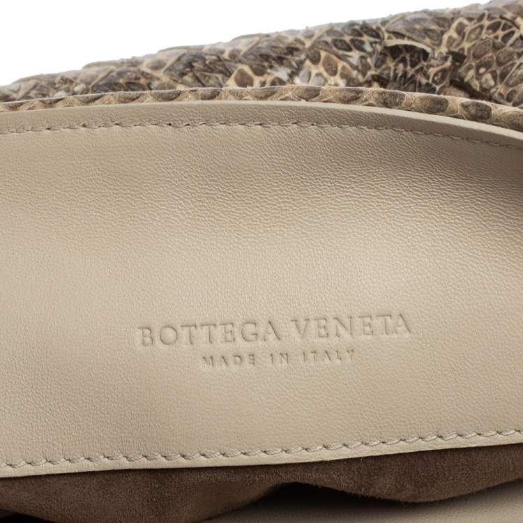 Pre Owned Bottega Veneta Beige Snakeskin Olimpia Shoulder Bag