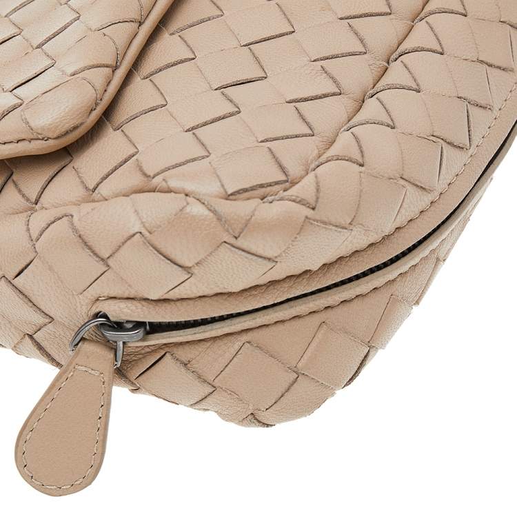 مملوكة مسبقًا Bottega Veneta Beige Intrecciato Leather Flap Chain Crossbody Bag