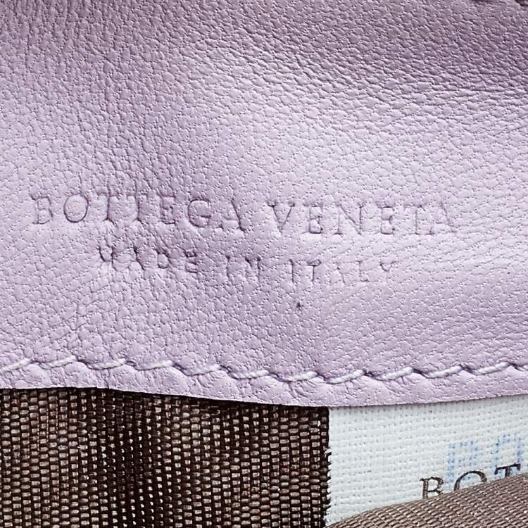Pre Owned Bottega Veneta Lilac Intrecciato Leather Zip Card Holder