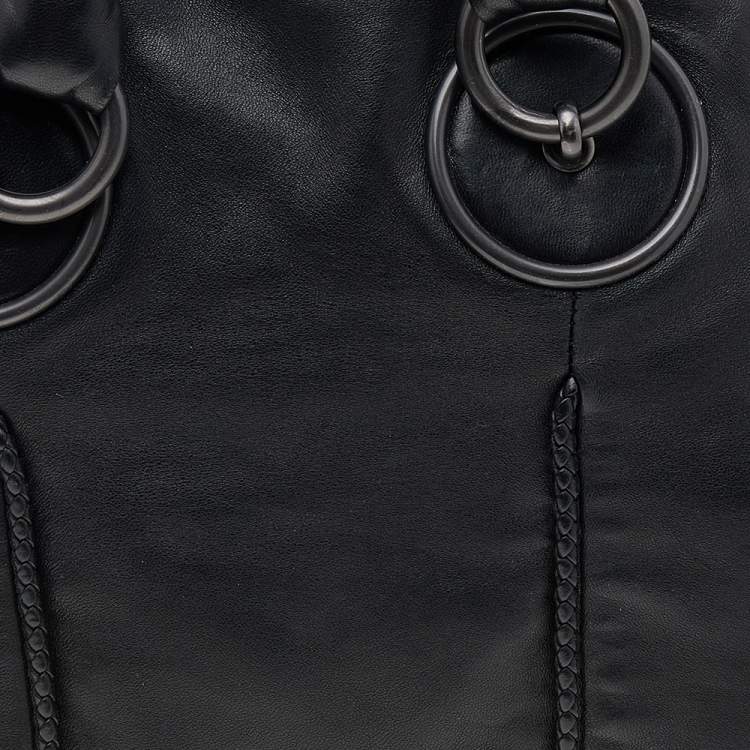 Pre Owned Bottega Veneta Black Lambskin Leather Satchel