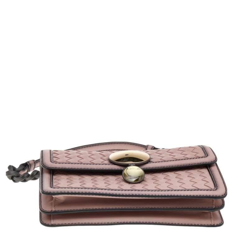 Pre Owned Bottega Veneta Pink Intrecciato Leather Sphere Top Handle Bag