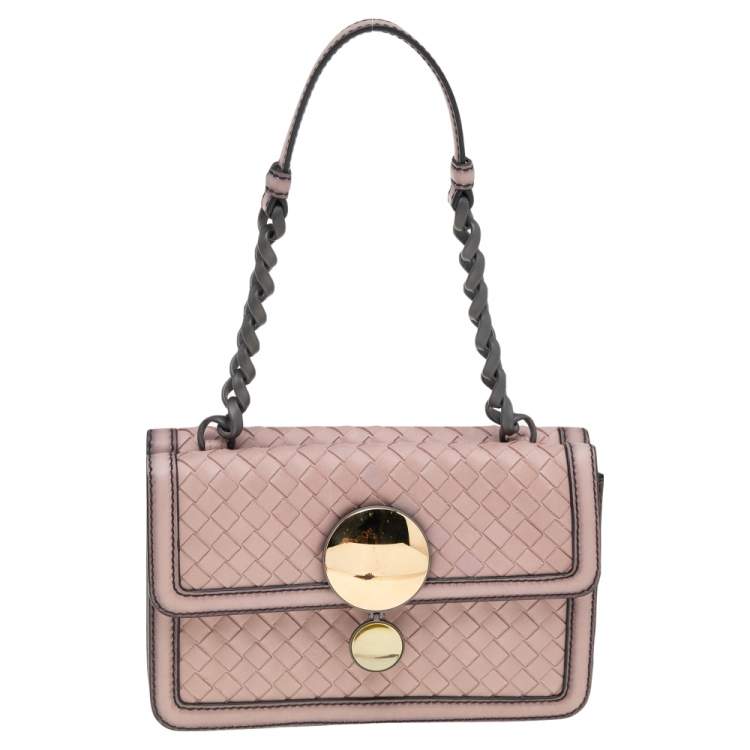 Pre Owned Bottega Veneta Pink Intrecciato Leather Sphere Top Handle Bag