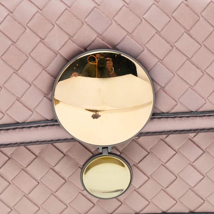 Pre Owned Bottega Veneta Pink Intrecciato Leather Sphere Top Handle Bag