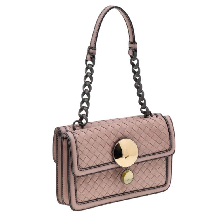 Pre Owned Bottega Veneta Pink Intrecciato Leather Sphere Top Handle Bag