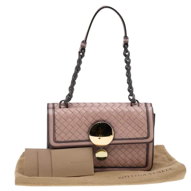 Pre Owned Bottega Veneta Pink Intrecciato Leather Sphere Top Handle Bag